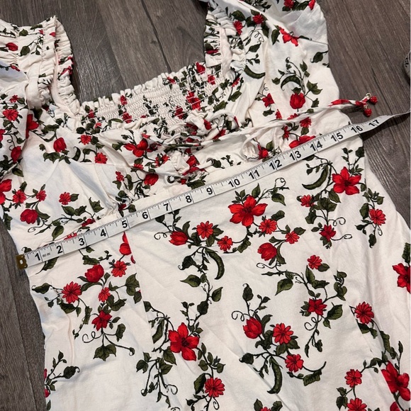 New Anthropologie Puff Sleeve Smocked Dress L Cottagecore Floral Midi Maeve - Picture 11 of 14
